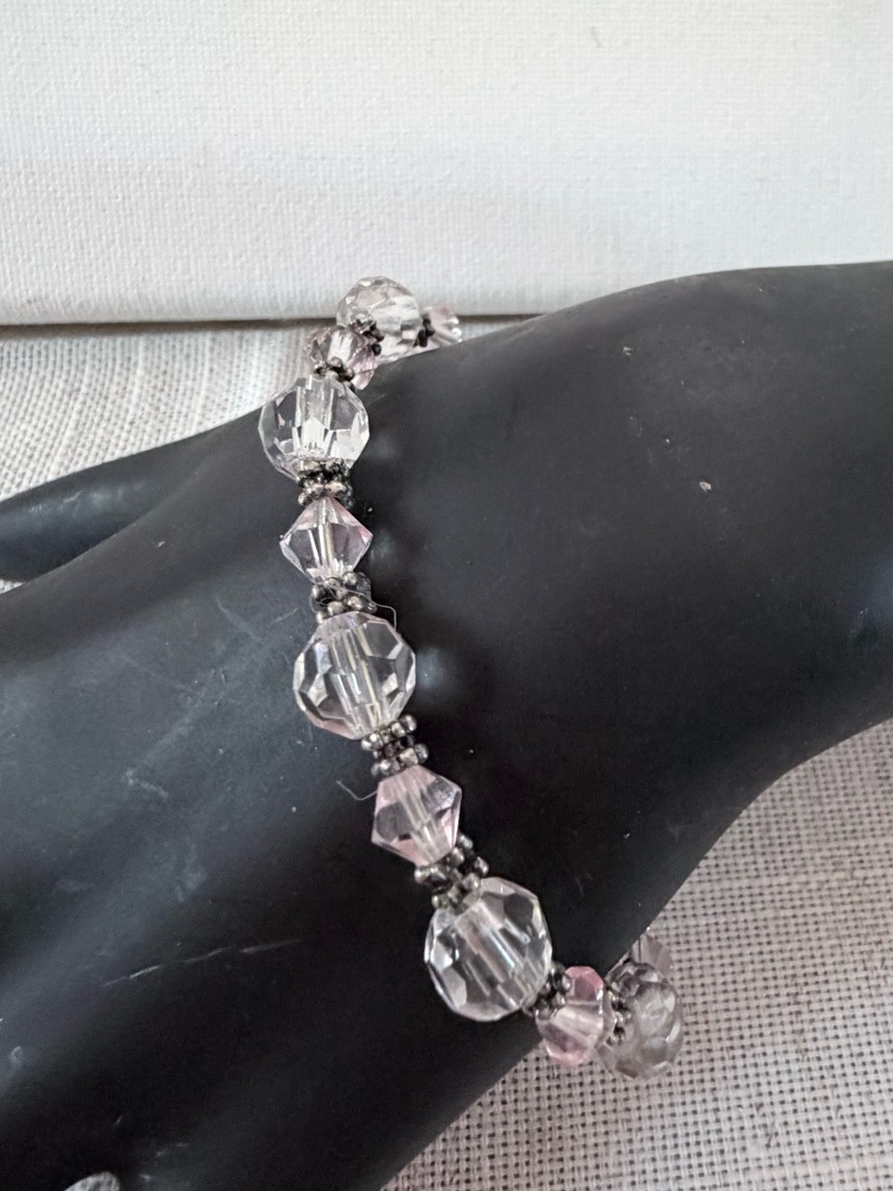 Crystal Bead Stretch Bracelet - Clear